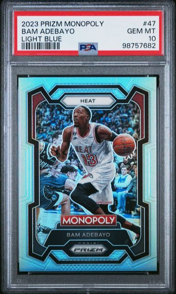 Bam Adebayo 2023-24 Panini Prizm Monopoly Light Blue PSA 10 041/199 Miami Heat
