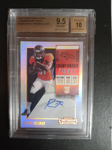 2018 Panini contenders championship ticket /49 Royce Freeman #124 RC Auto BGS 9.5/10
