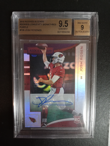 2018 rookie & stars rookies longevity signatures purple Josh Rosen 2/25 Auto BGS 9.5/9