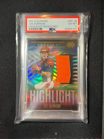 2021 Illusions #HS-JB Highlight Swatches Joe Burrow PSA 6