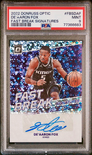 2022-23 Panini Donruss Optic DE'AARON FOX Fast Break Auto PSA 9 MINT Kings SP