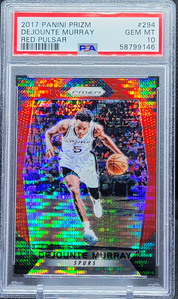 2017 Prizm Dejounte Murray #294 RED PULSAR /25 SSP PSA 10 GEM MINT San Antonio Spurs