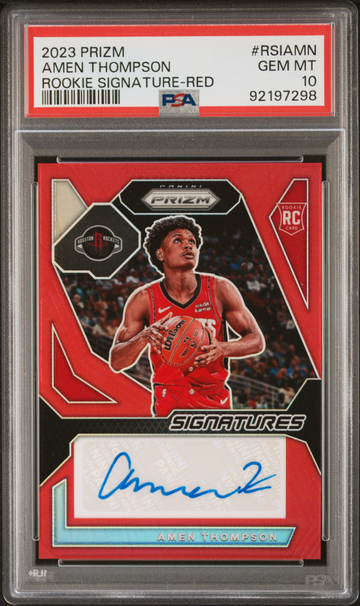 2023 Prizm Amen Thompson RC AUTO /99 / RED ROOKIE SIGNATURES / Color Match / PSA 10 / RSIAMN / Houston Rockets