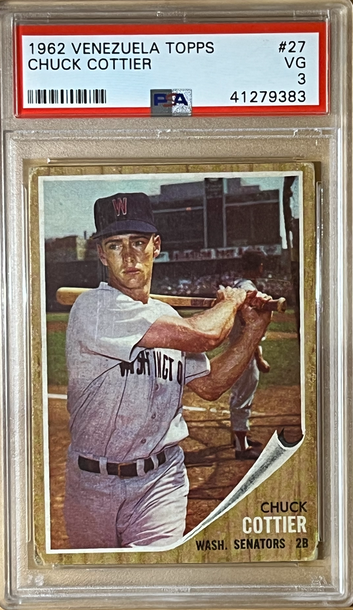 1962 Topps Venezuela # 27 Chuck Cottier PSA 3