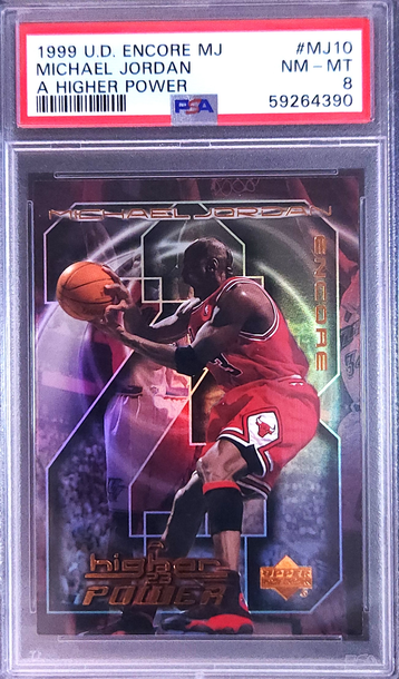 1999 UD Encore Michael Jordan Higher Power #MJ10 PSA 8 Bulls HOF