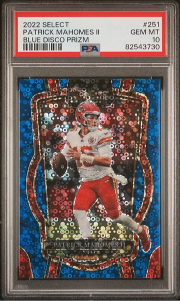 2022 Select Patrick Mahomes II Blue Disco Prizm Club #d /25 PSA 10 POP 4!