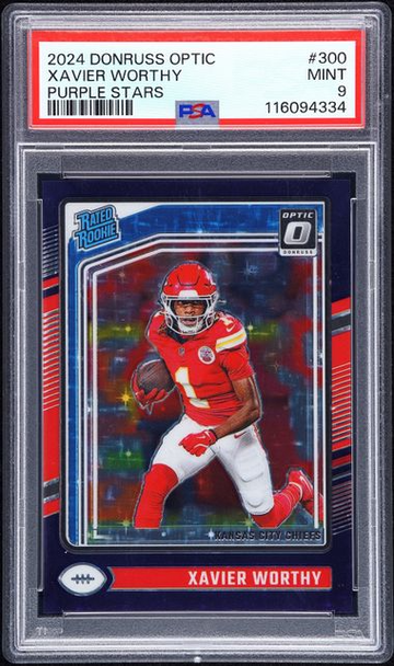 2024 Optic Xavier Worthy Rated Rookie Purple Stars /15 RC PSA 9 MINT POP 1!