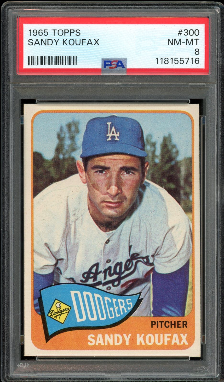 1965 Topps #300 Sandy Koufax HOF Los Angeles Dodgers PSA 8 NM-MT