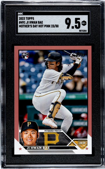 2023 Topps Series 2 Ji Hwan Bae 491 Mother's Day Pink /50 Pirates RC SGC 9.5
