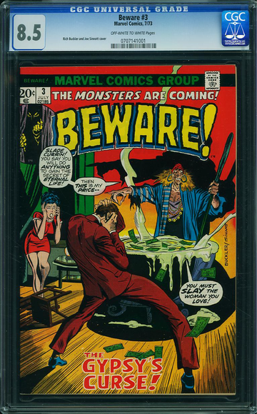 BEWARE #3, CGC 8.5 VF+