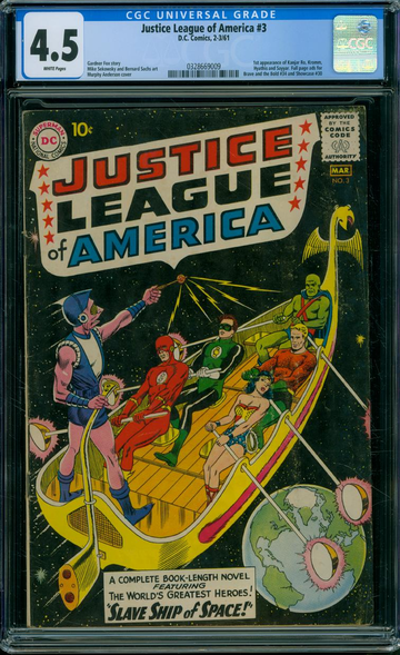 JUSTICE LEAGUE OF AMERICA #3, CGC 4.5 VG+