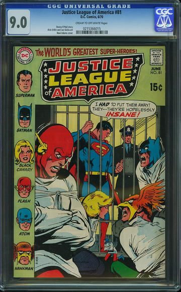 JUSTICE LEAGUE OF AMERICA #81, CGC 9.0 VFNM