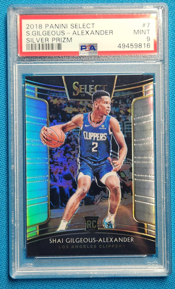 Shai gilgeous alexander 2018 rookie select silver prizm mvp psa 9