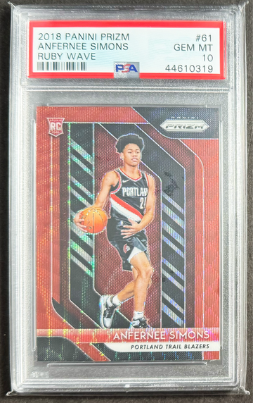 2018 Panini Prizm Anfernee Simons Ruby Wave #61 RC PSA 10