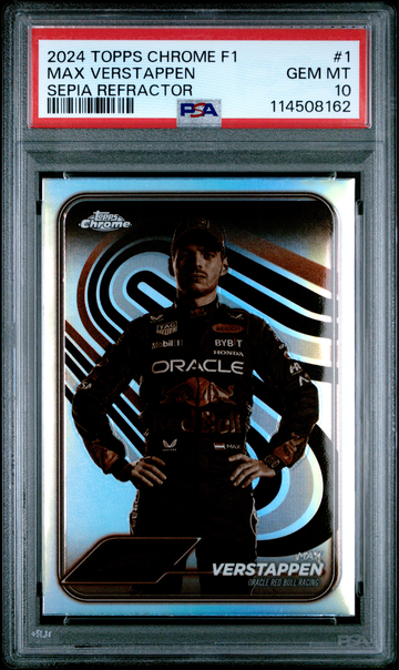 MAX VERSTAPPEN 2024 Chrome F1 Sepia Refractor Portrait PSA 10