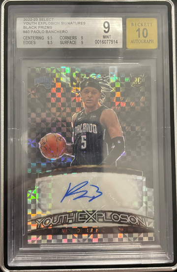 2022-23 Select Paolo Banchero BLACK FINITE PRIZM ROOKIE RC AUTO 1/1 BGS 9/10