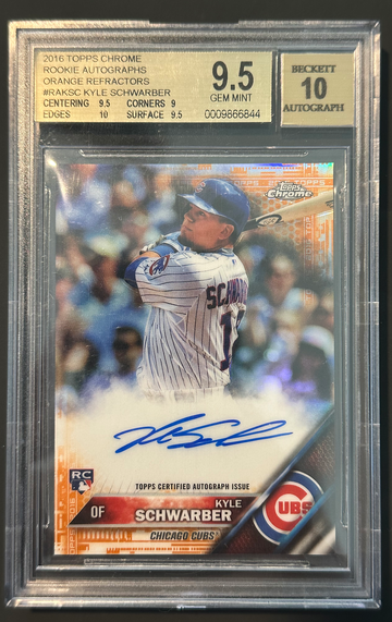 2016 Kyle Schwarber Topps Chrome Orange Ref RC Auto BGS 9.5/10