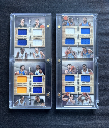 LOT (2) 2014 PANINI MULTI PATCH CRAZY EIGHTS WARRIORS CURRY KLAY DRAYMOND OKC DURANT WESTBROOK /99 - DHL Express Air