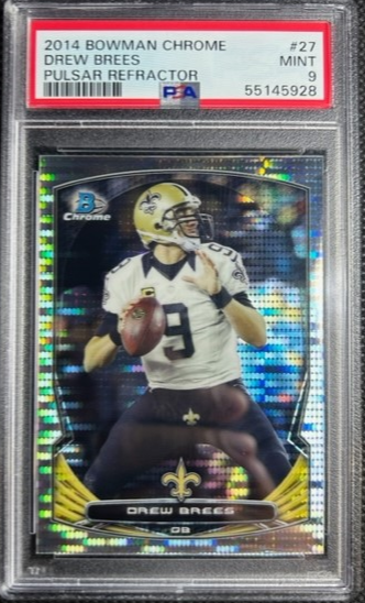 2014 Bowman Chrome #27 Drew Brees Silver Pulsar Refractor /271 PSA 9 Mint Saints
