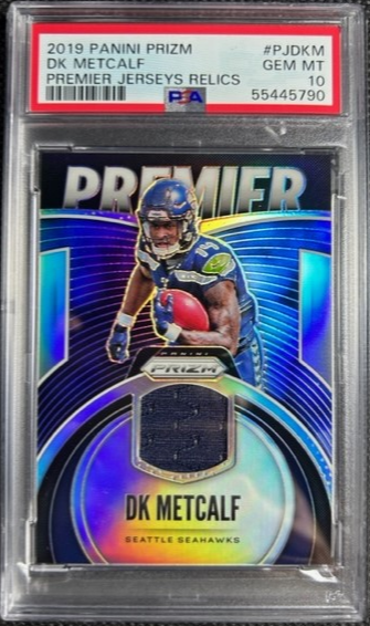 2019 Panini Silver Prizm DK Metcalf RC Rookie Premier Jersey Seahawks PSA 10 Gem Mint