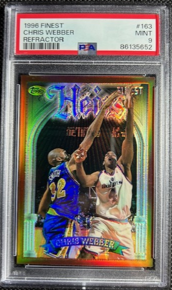 1996 TOPPS FINEST HEIRS #163 CHRIS WEBBER PSA 9 MINT WASHINGTON BULLETS HOF