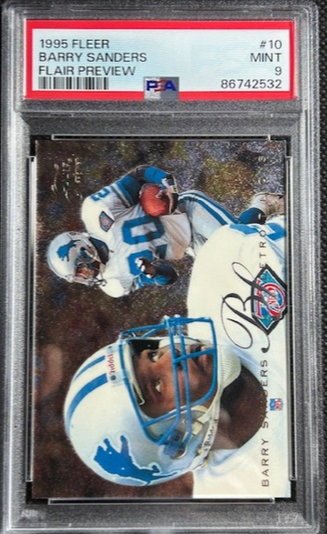 1995 Fleer Football #10 Barry Sanders Flair Preview PSA 9 Detroit Lions HOF