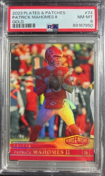 2023 Plates & Patches Patrick Mahomes Chiefs SSP Gold /35 PSA 8 NM-MINT