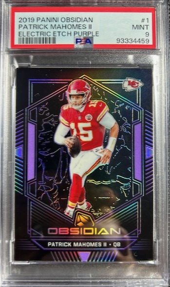 2019 Panini Obsidian Patrick Mahomes II Purple Prizm SP #/75 PSA 9 MINT Chiefs 