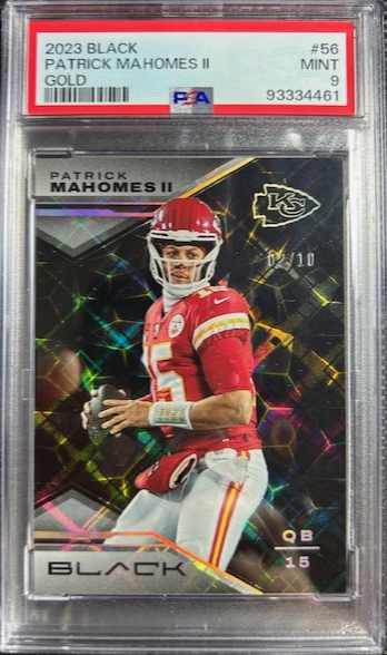 2023 Panini Black Football #56 Patrick Mahomes ll Gold /10 SSP PSA 9 MINT Chiefs