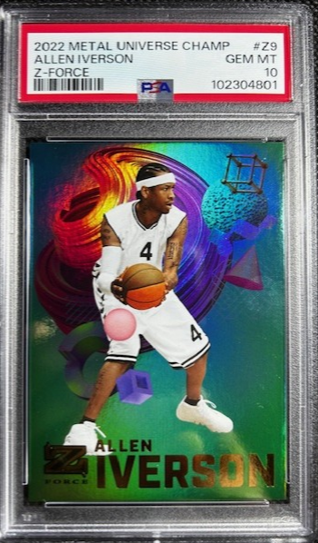 2022 METAL UNIVERSE ALLEN IVERSON Z-FORCE INSERT HOLO FOIL 76ERS #Z9 - PSA 10 