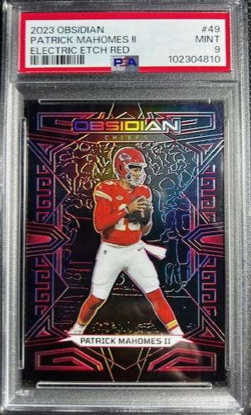 Patrick Mahomes II 2023 Obsidian FOTL Electric Etch Red /8 SSP PSA 9 MINT Chiefs