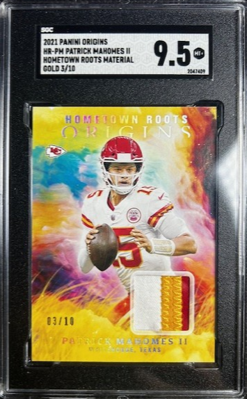  2021 ORIGINS HOMETOWN ROOTS PATCH GOLD /10 SSP PATRICK MAHOMES SGC 9.5 CHIEFS