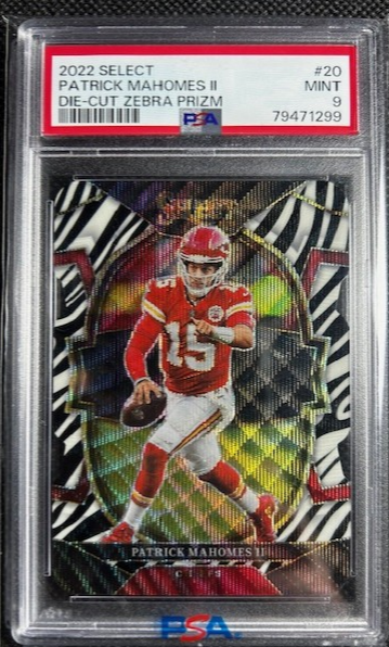 2022 Panini Select Patrick Mahomes Zebra Prizm Die-Cut KC Chiefs PSA 9 MINT 
