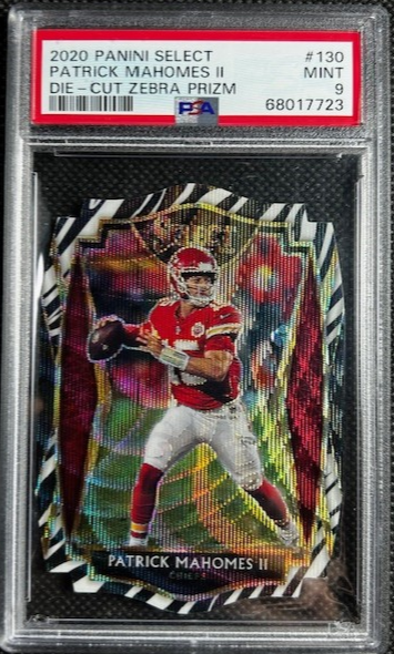 2020 PANINI SELECT #130 PATRICK MAHOMES II DIE CUT ZEBRA Prizm PSA 9 MINT SSP