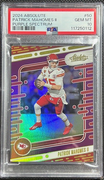 2024 PANINI ABSOLUTE PURPLE SPECTRUM #50 PATRICK MAHOMES /5 SSP PSA 10 GEM MINT