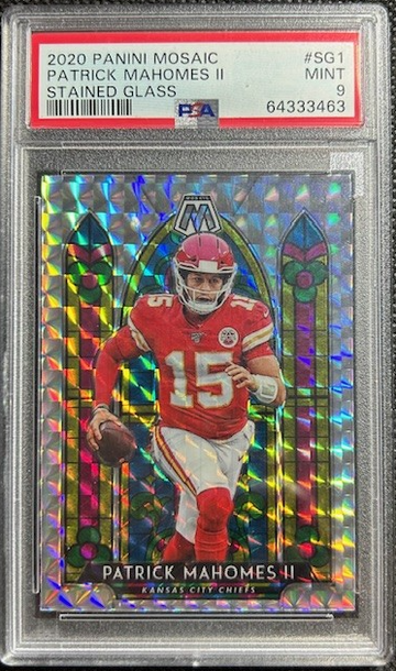 2020 Panini Mosaic Patrick Mahomes II Stained Glass Prizm PSA 9 Mint Case Hit