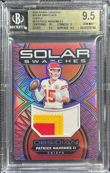 2024 Panini Obsidian Solar Swatches Patrick Mahomes II SS-PMS Purple /49 BGS 9.5