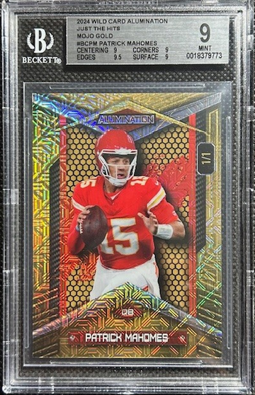 2024 Wild Card Alumination Gold Mojo Patrick Mahomes 1/1 Chiefs BC-PM BGS 9 MINT