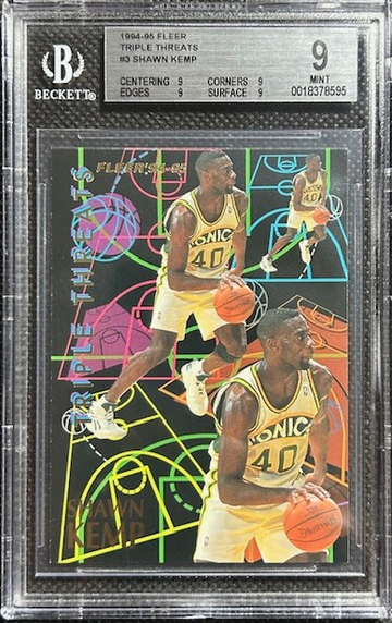 1994 Fleer Triple Threats Shawn Kemp #3 HOF Insert BGS 9 MINT Super Sonics