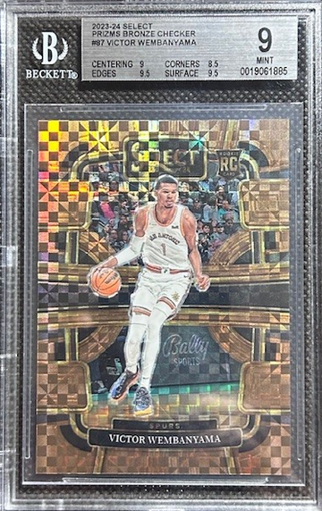 2024 Panini Select Basketball Victor Wembanyama Checker Bronze /49 SP BGS 9 MINT