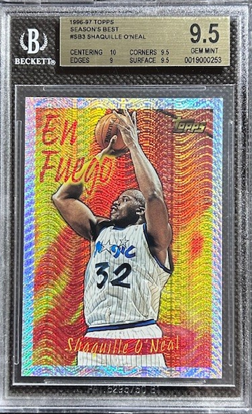 1996 Topps SHAQUILLE O'NEAL Seasons Best #3 EN FUEGO Insert BGS 9.5 GEM MINT