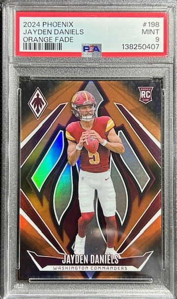 2024 Panini Phoenix Rookies Orange Fade Jayden Daniels PSA 9 MT Rookie RC