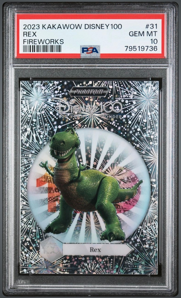 2023 Kakawow Disney 100 Years of #31 Rex Silver Fireworks Toy Story /100 PSA 10
