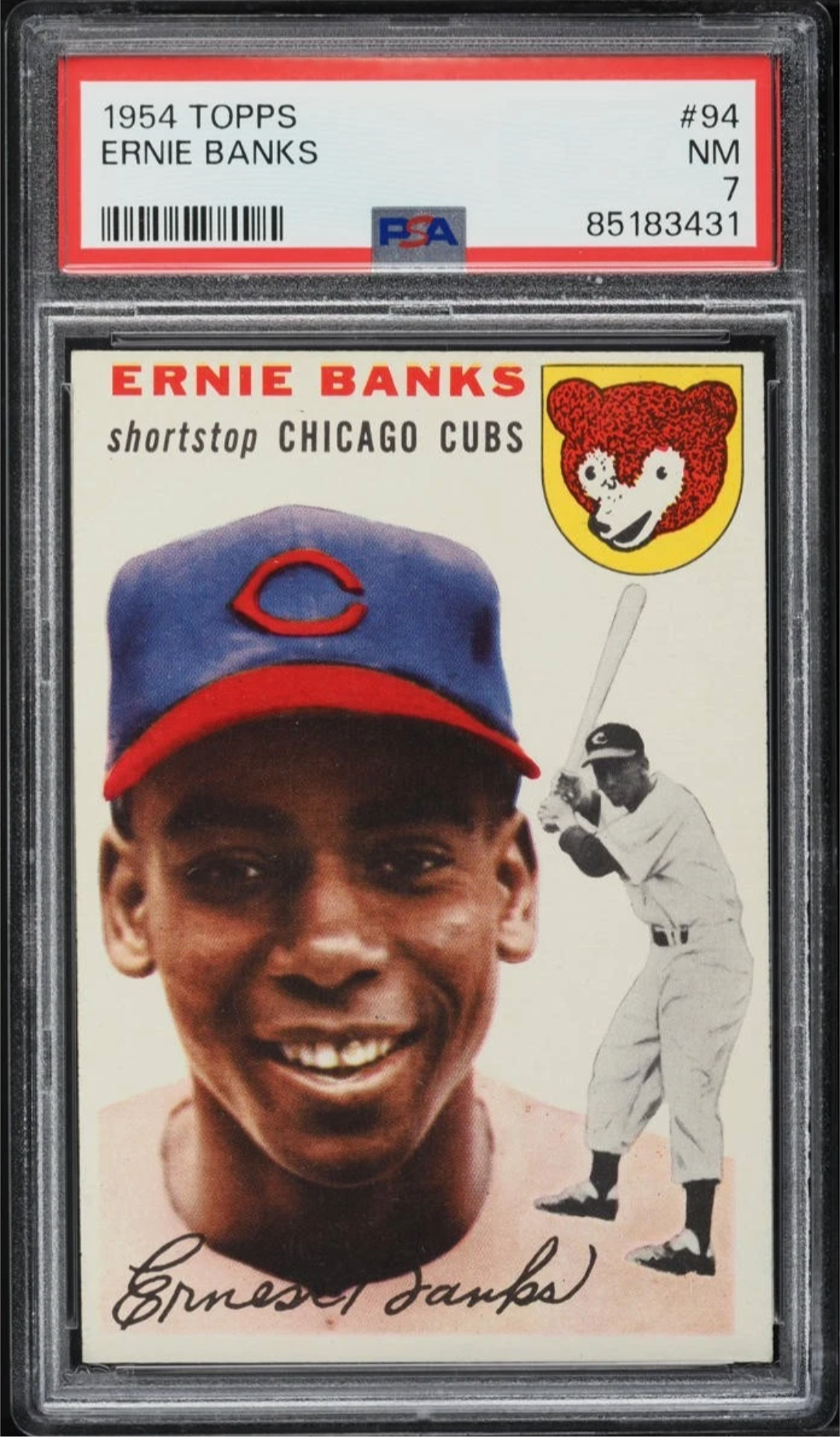 Ernie Banks 1954 Topps #94 Chicago Cubs HOF ROOKIE PSA NM 7