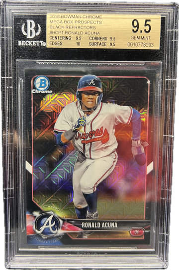 2018 Bowman Chrome Mega Box Ronald Acuna Jr. Black Refractor 1/1 BGS 9.5 True Gem-Mint+