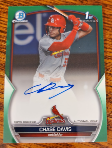 2023 Bowman Draft Chrome Chase Davis 1st Auto True Green Refractor SP /99 CDA-CD