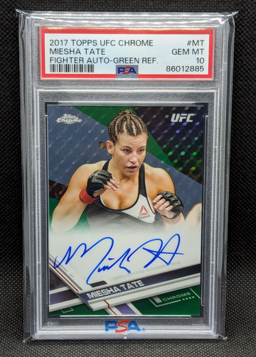 2017 Topps UFC Chrome Miesha Tate #MT AUTO Green Refractor PSA 10
