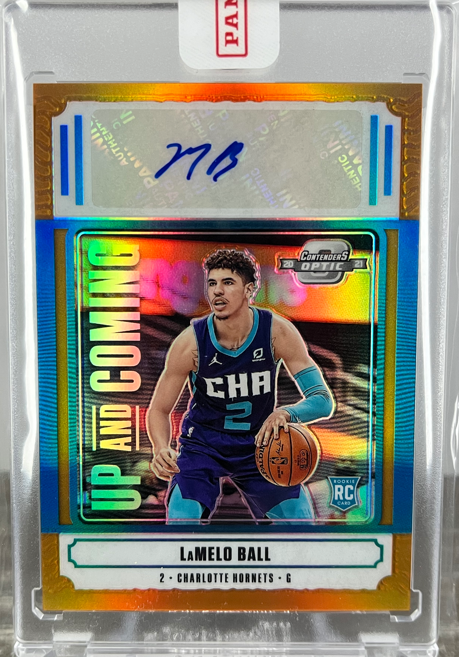 2020-21 Contenders Optic Lamelo Ball Up And Coming Orange Prizm Rookie Auto /25
