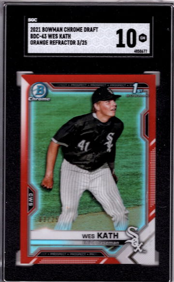 SGC 10 Wes Kath ORANGE REFRACTOR 2021 Bowman Chrome Draft 3/25 #BDC43 1st White Sox 🔥