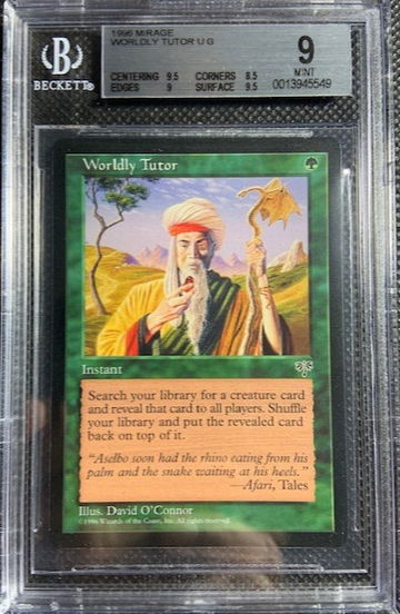 1996 MTG Magic The Gathering Mirage Worldly Tutor U G BGS 9 MINT Vintage